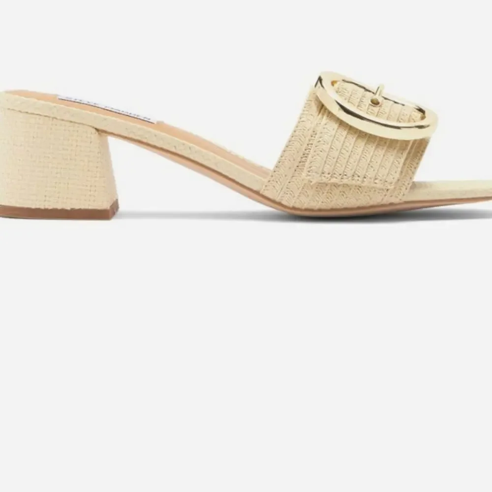 Steve Madden Seacrest Sandals Cream Mules with Gold Accent - Picture 2 of 9